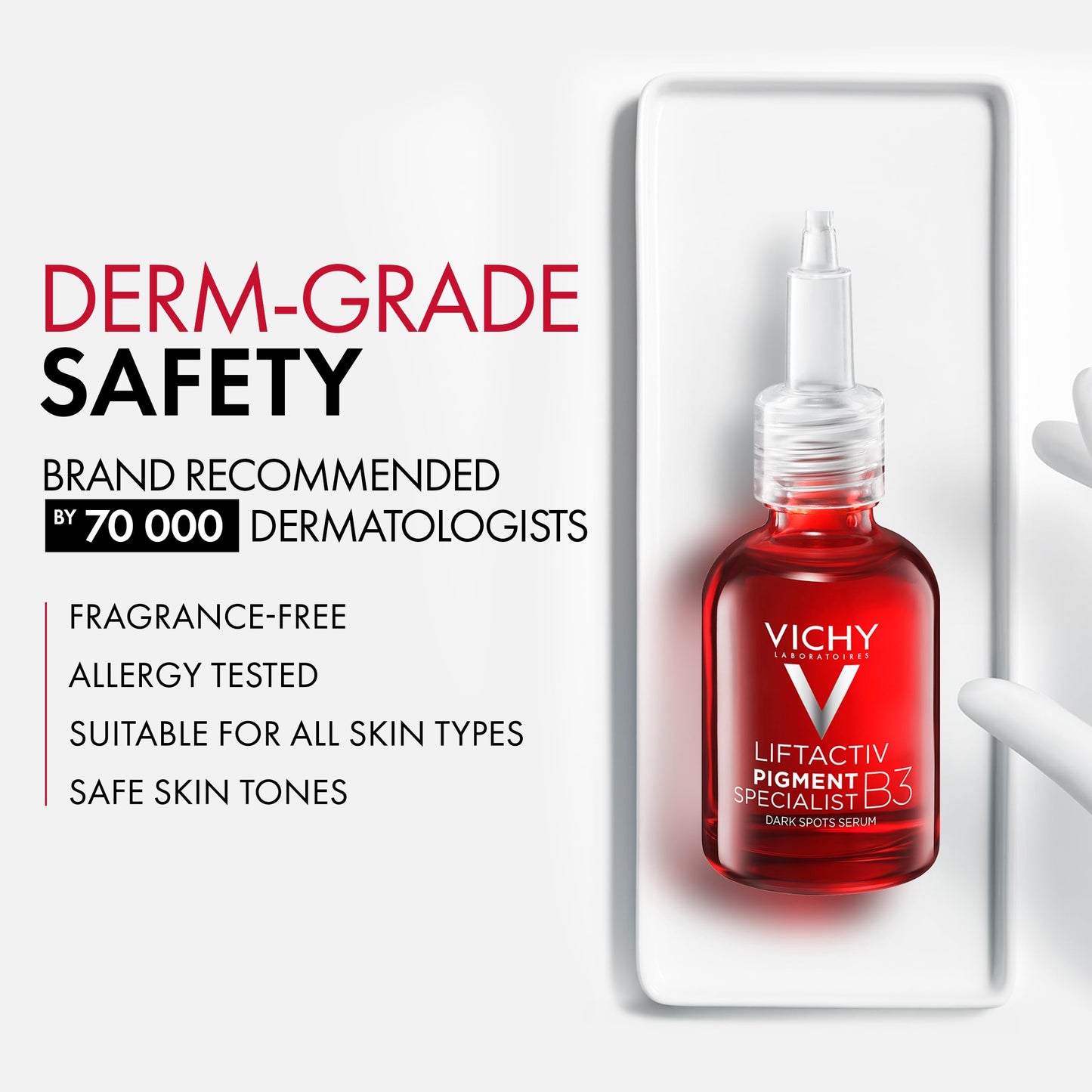 Vichy LiftActiv B3 Serum 5% Niacinamide + Glycolic Acid + Tranexamic Acid + Peptides, Fades Dark Spots & Smooths Wrinkles In 8 Weeks, Discoloration Correcting Serum, Alcohol Free