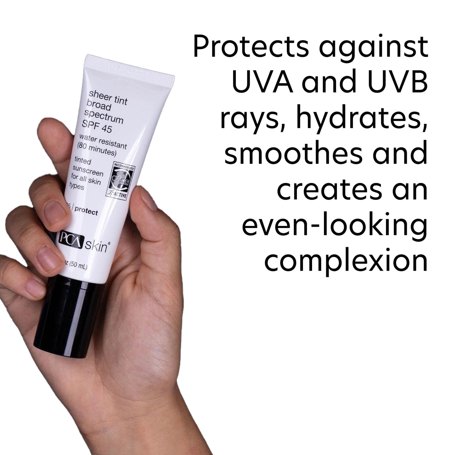 PCA SKIN Sheer Tint Broad Spectrum SPF 45 - Universally-Tinted Water-Resistant Hydrating Sunscreen for Use Alone or Under Foundation & Makeup (1.7 fl oz)
