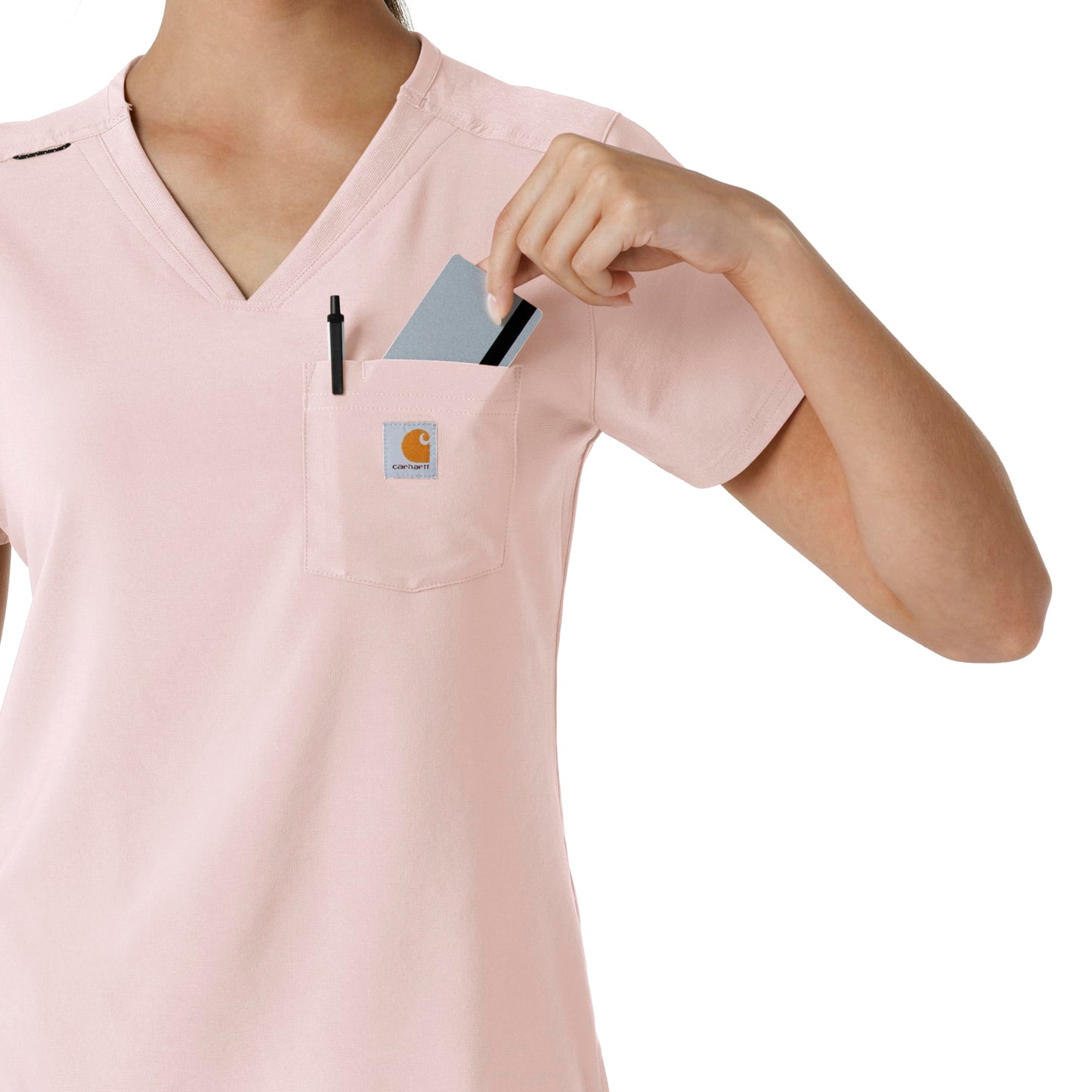 Carhartt Women's Tuck-in Scrub Top - Soft Rose, 2X