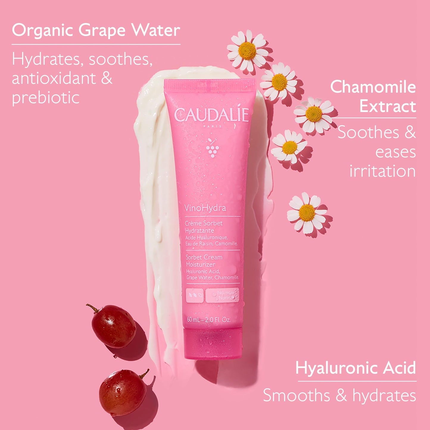 Caudalie VinoHydra Sorbet Cream Moisturizer with Hyaluronic Acid - 60 mL