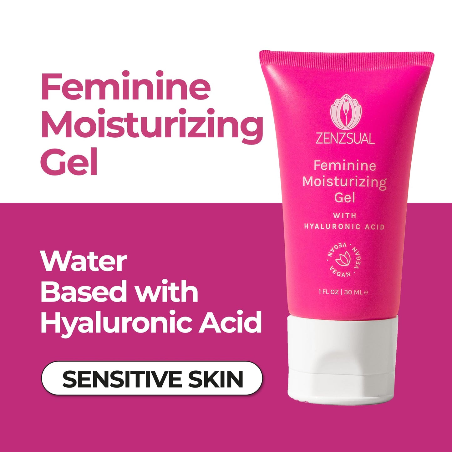 ZENZSUAL Feminine Foam Cleanser + Intimate Gel with Hyaluronic Acid Combo – Vaginal Moisturizer & pH Balanced Cleanser Duo – Hydration for Dryness, External Intimate Care, Fragrance-Free, 1 oz Each