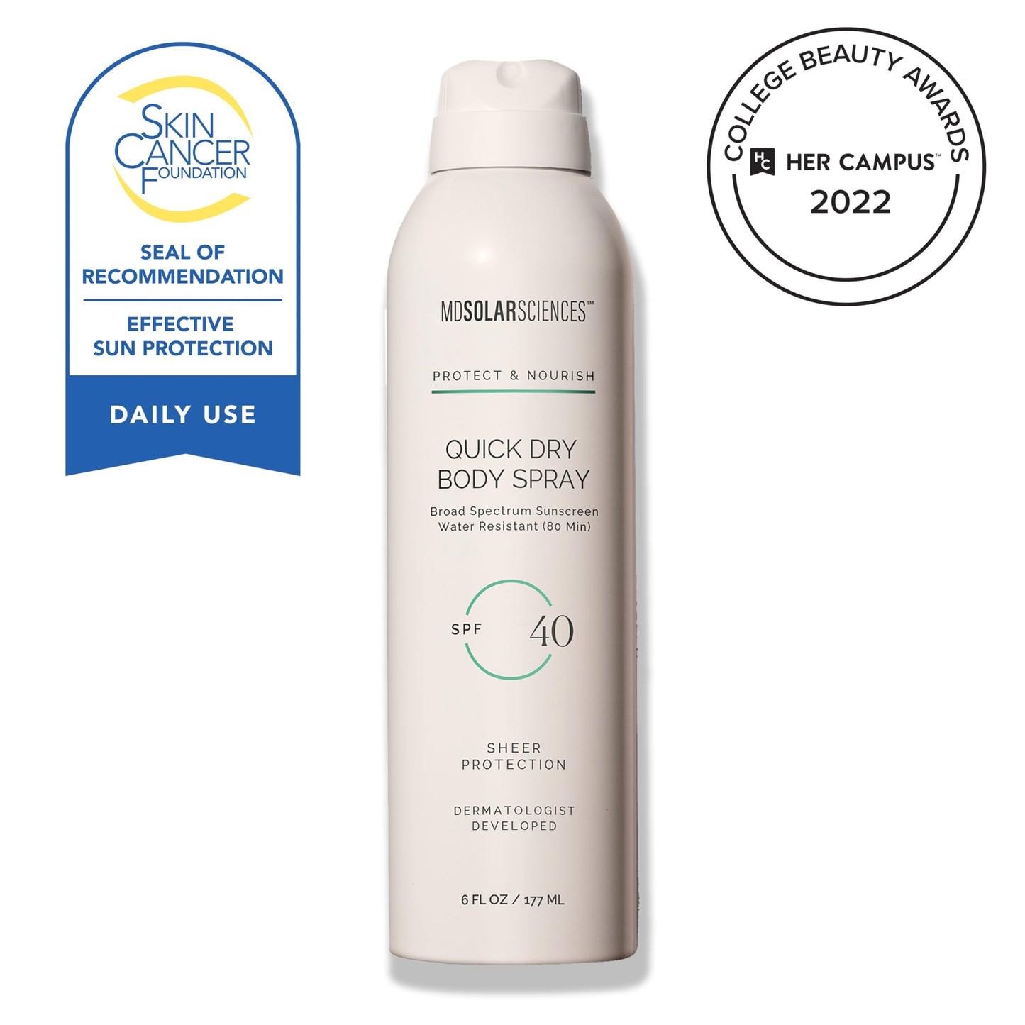 MDSolarSciences Quick Dry Body Spray SPF 40 | Water-Resistant, Broad Spectrum Sunscreen Spray | Indian Gooseberry, Vitamin C & Antioxidants Enriched | Non-Aerosol | Safe for Sensitive Skin (6 Fl Oz)