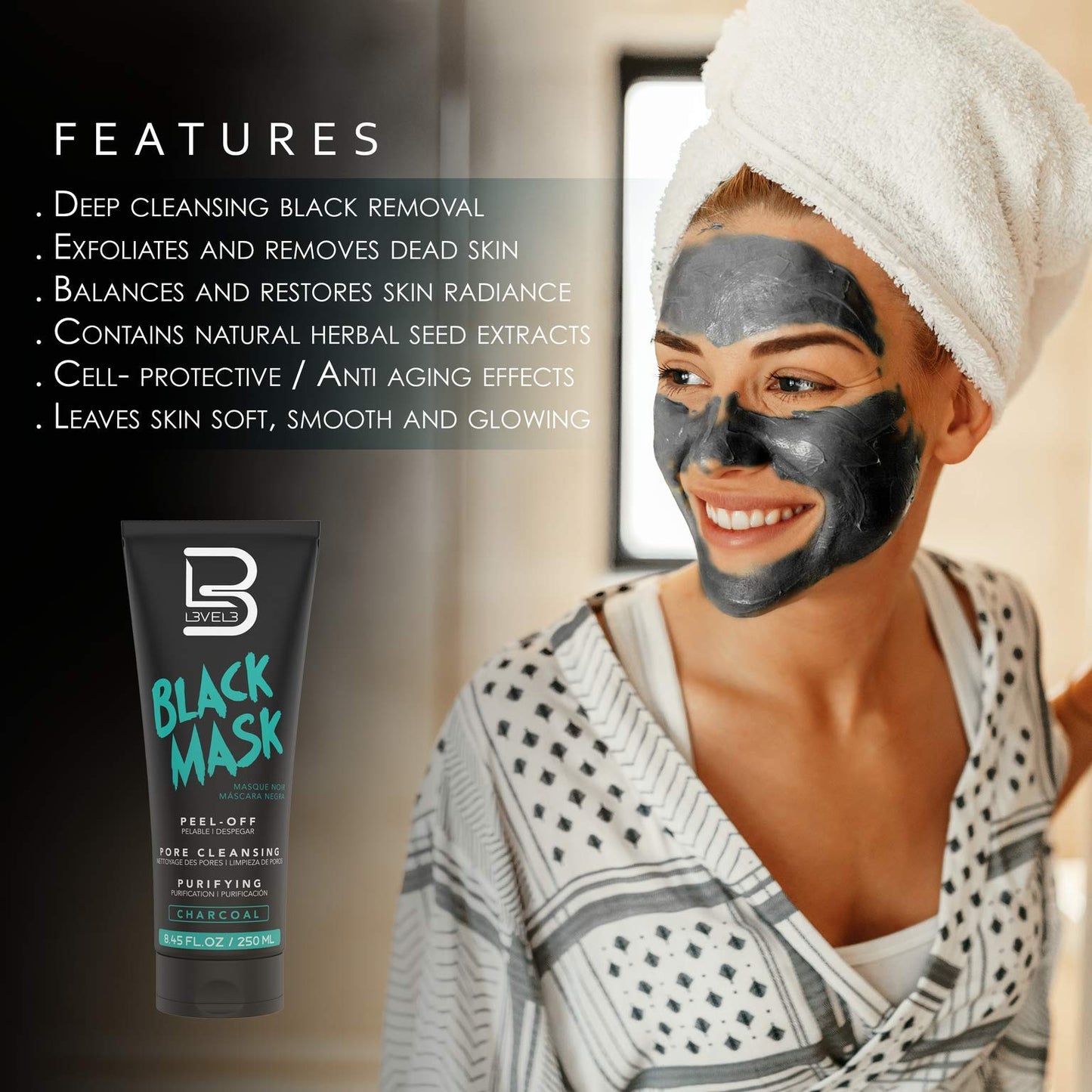 L3 Level 3 Peel Off Mask - Deep Cleansing Black Head Removal - Removes Impurities and Dead Skin Cells For Acne and Pimples - Level Three Mask Peel Off