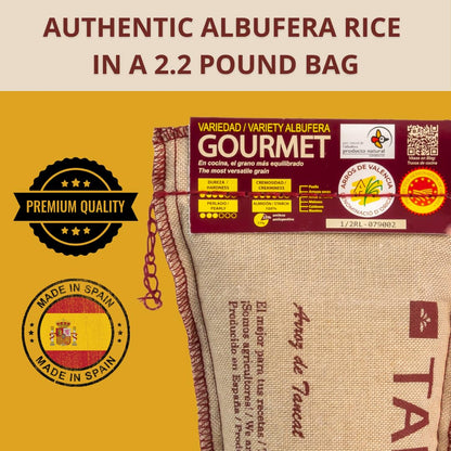 ARROZ TARTANA Authentic Albufera Spanish Paella Rice Imported from Spain, Great for Risotto, Seafood and Mediterranean Dishes (2.2 LB Bag, 2-Pack)