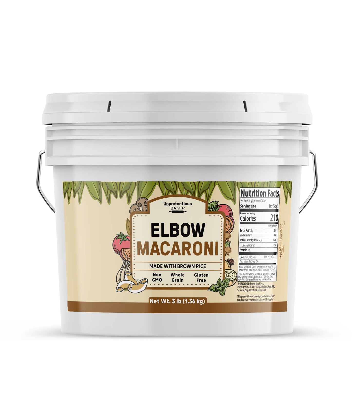 Unpretentious Brown Rice Elbow Macaroni, 1 Gallon, Whole Grain Pasta, Gluten Free