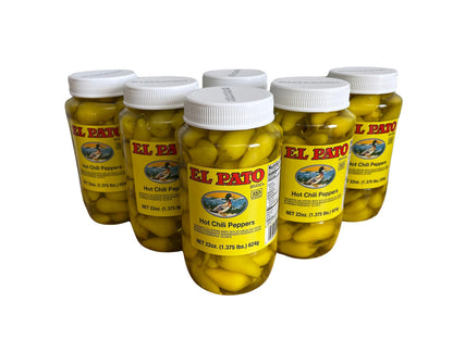 El Pato Hot Chili Peppers, 22oz, (Pack of 6)