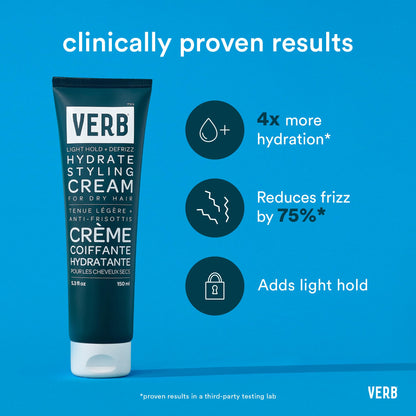VERB Hydrate Styling Cream - Smooth + Reduce Frizz for Dry + Frizzy Hair - Amber + Warm Jasmine Scent