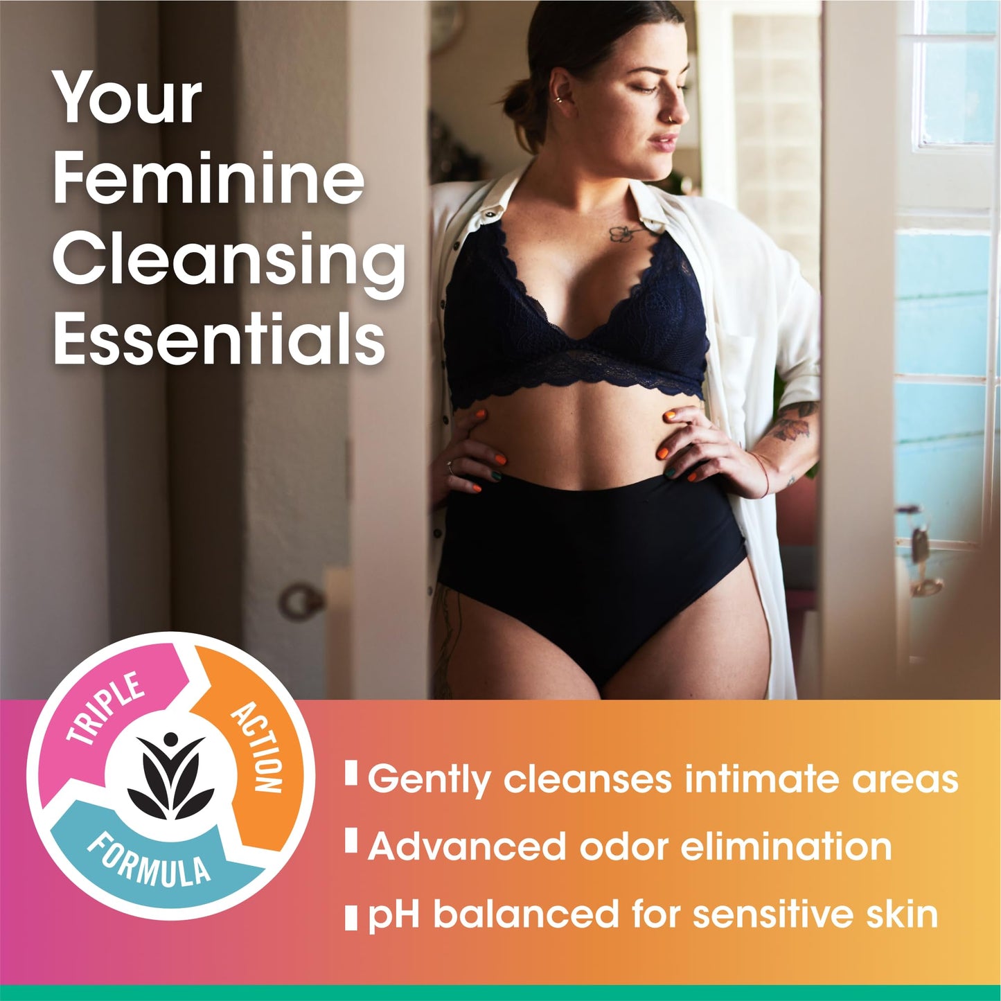 vH essentials, Ph Balanced Daily Feminine Wash, Tea Tree Oil & Prebiotic, 6, Fl Oz, (Pack Of 1) 54306 Clear