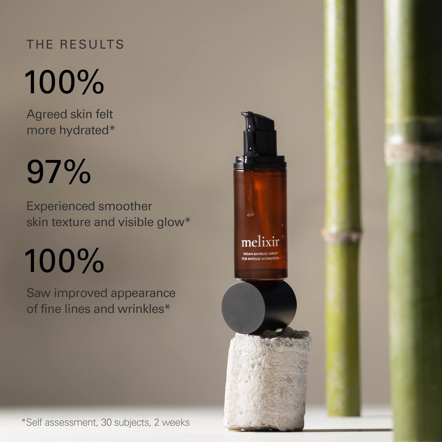 Melixir Vegan Bamboo Hydration Serum, Moisturizing Face Serum for Sensitive & Acne-Prone Skin, Hyaluronic Acid & Centella Asiatica, Improves Skin Texture & Wrinkles, Daily Korean Skincare (1.7 fl.oz.)