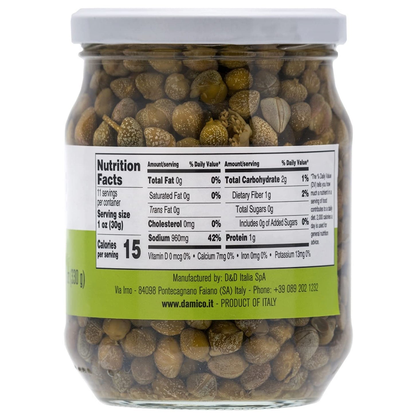 FRATELLI D'AMICO Capers, #9 Premium Quality Italian Capers in Brine, Non-GMO, Product of Italy, Net Wt. 19.5 oz, Drained Wt.12 oz