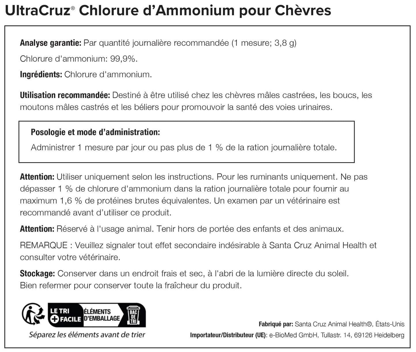 UltraCruz® Goat and Sheep Ammonium Chloride, 2.5 lb, 298 Day Supply
