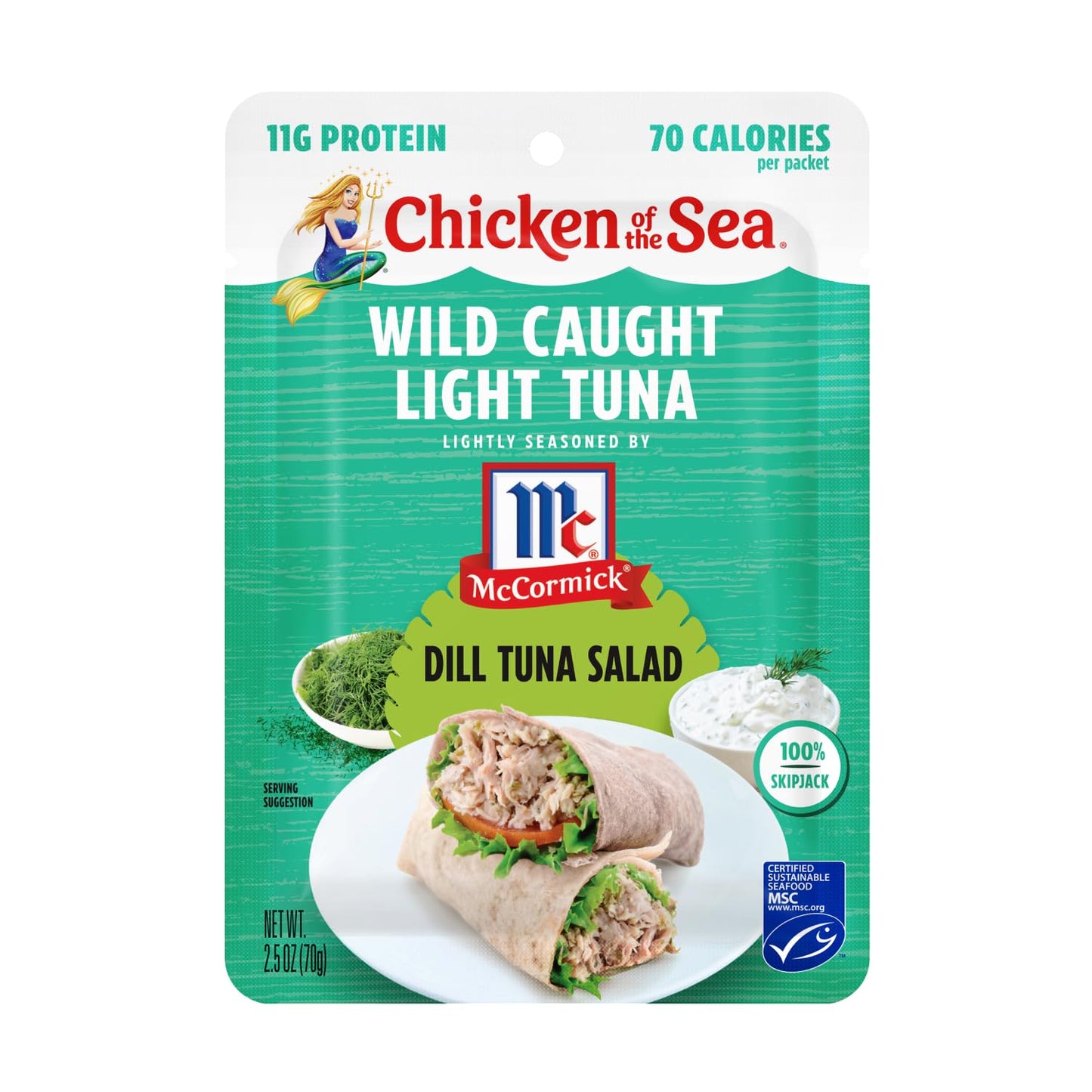 Chicken of the Sea Wild Caught Light Tuna, 3 Flavor Variety Pack, 2.5-Ounce Packet (Box of 6)