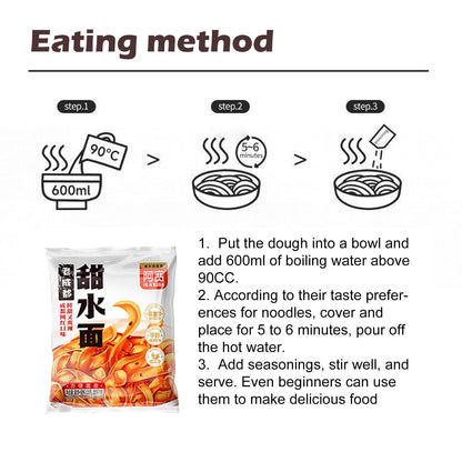 Sweet Spicy Ramen Noodles, Sichuan Specialty Red Chili Oil Wide Noodles, Chinese Chewy Instant Noodle, Non-Fried Knife Shaved Noodles Asian Snacks for Fast Diet (Pack of 4)