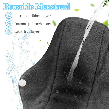 PHOGARY 7 Packs Reusable Menstrual Pads with Wings for Women, Washable Overnight Cloth Panty Liners Sanitary Pads for Heavy Flow with Wet Bag