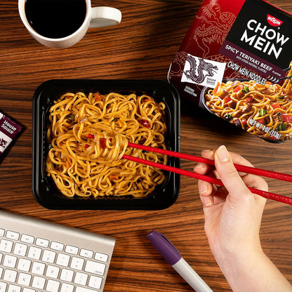 Nissin Chow Mein Noodles, Spicy Teriyaki Beef, 4 Ounce (Pack of 8)