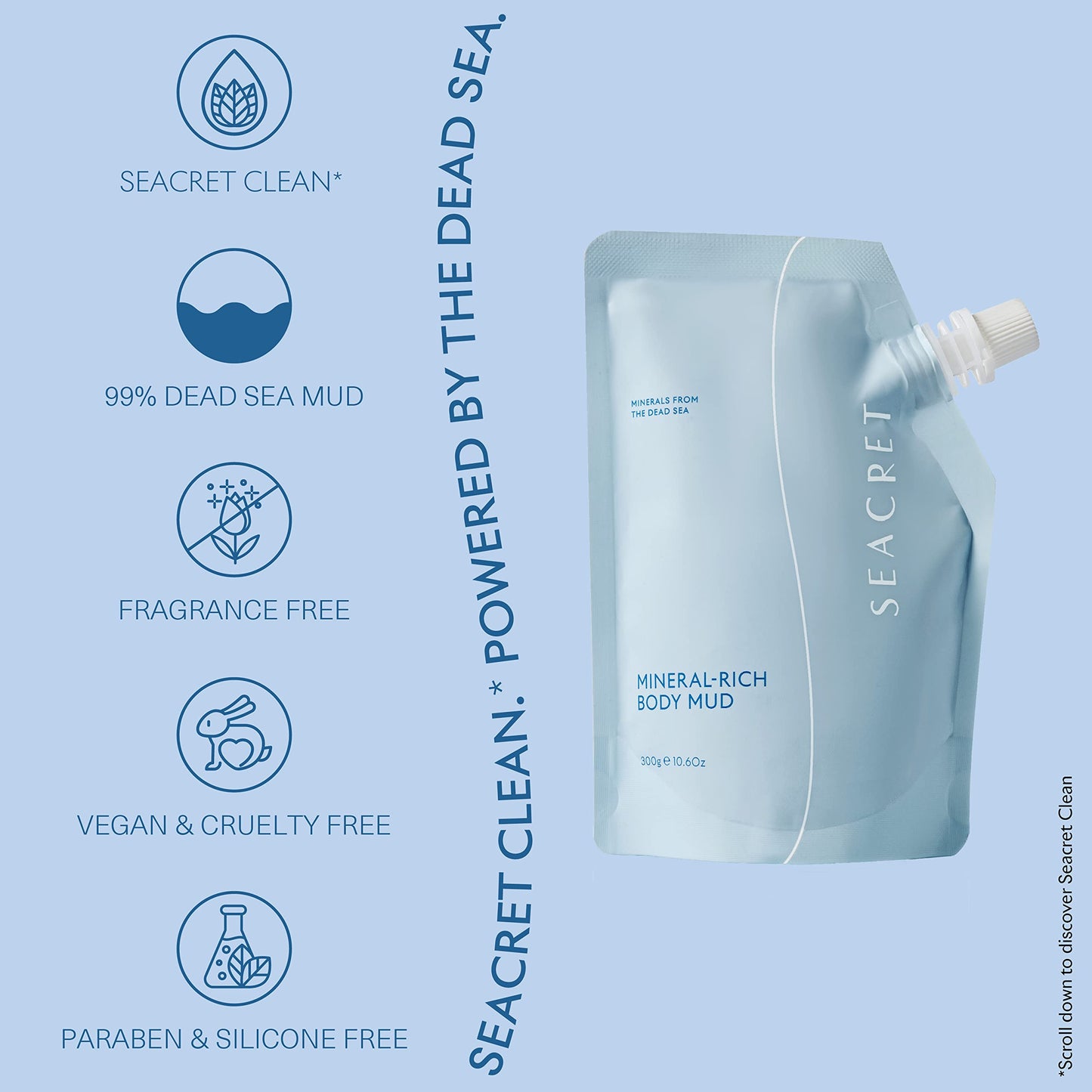 SEACRET Minerals Dead Sea Mud, Mineral Rich Body Mud Treatment Removes Excess Oil and Dead Skin Cells, 10.6 Oz / 313 g
