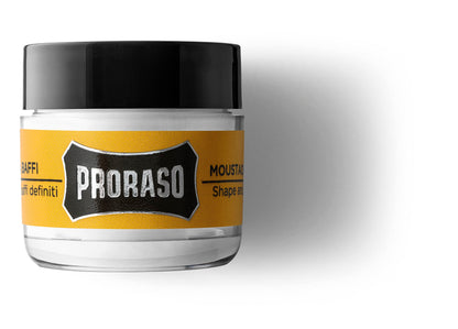 Proraso Medium Hold Moustache Wax - Natural Finish Beard & Moustache Styling Wax - Cream-to-wax Formula - 0.5oz