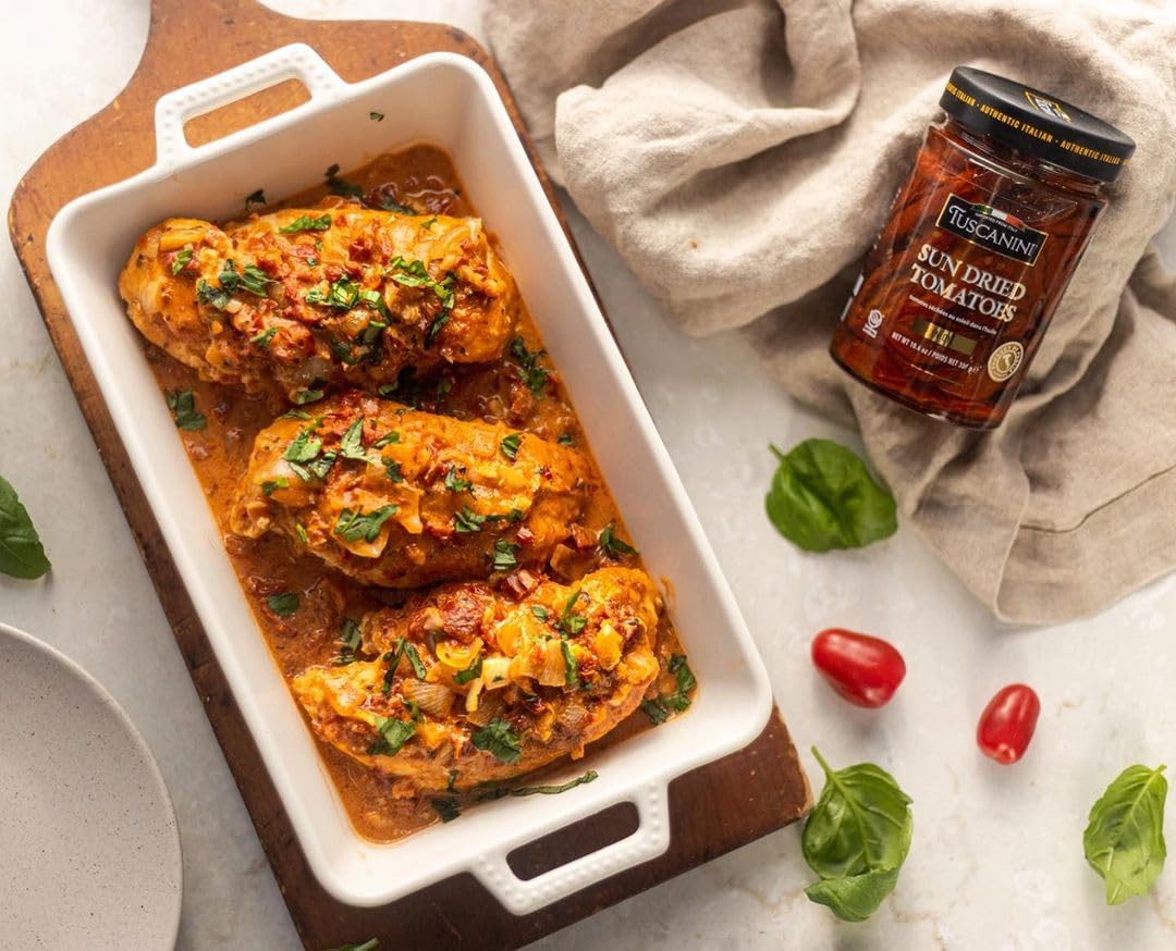 Tuscanini Premium Sun-dried Tomatoes in Olive Oil, 10.6 oz, Product of Calabria Italy, Julian Cut, Nothing Artificial, Kosher (including Passover)