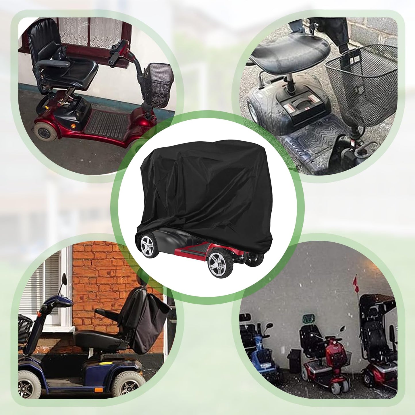 Mobility Scooter Cover,Waterproof Wheelchair Cover for Storage,Mobility Scooter Accessories for All-Weather Outdoor Protection Dust Covers - 55"x 26" x 36" (L x W x H)