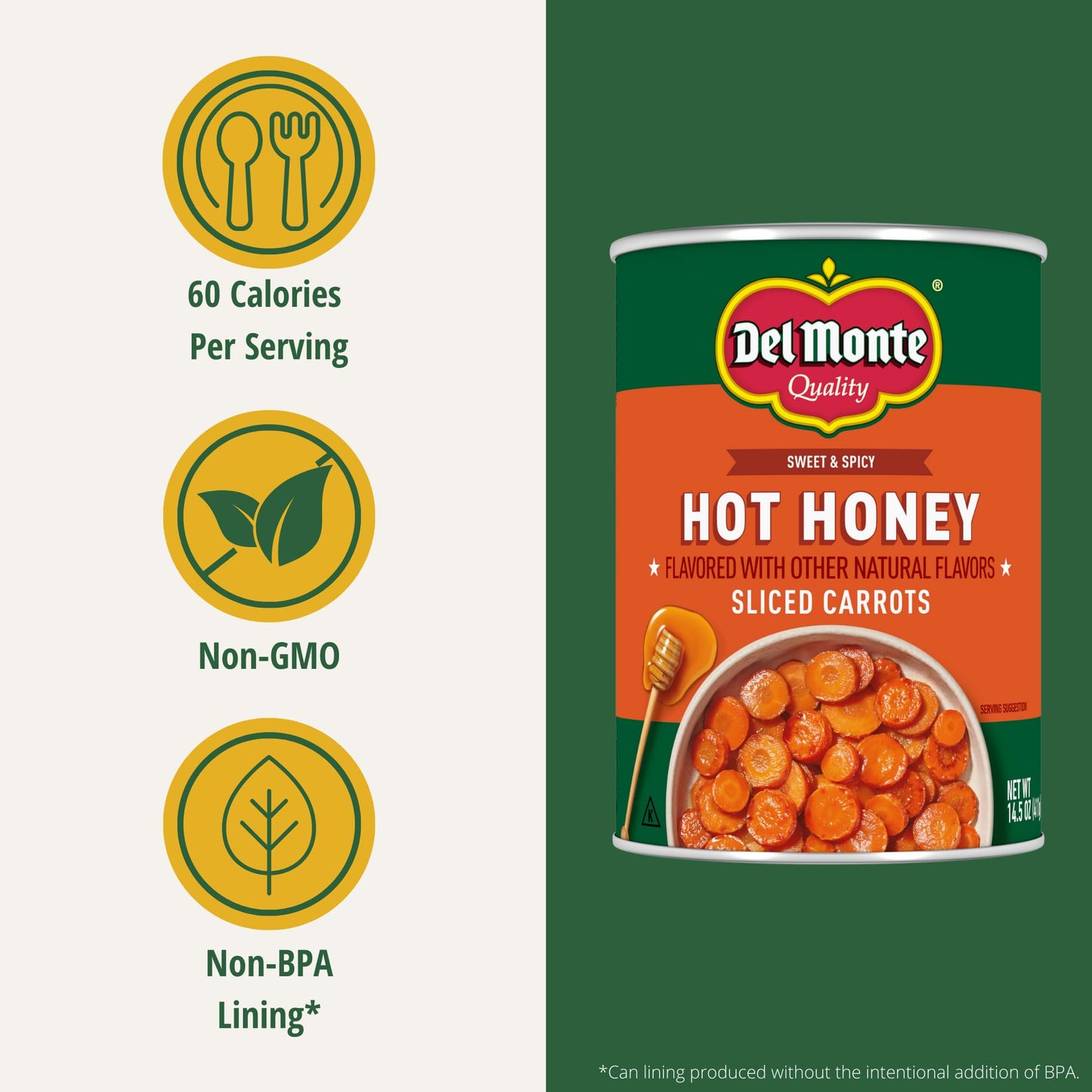 Del Monte Hot Honey Flavored Sliced Carrots, 14.5 oz. Cans, Pack of 12