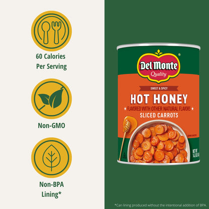 Del Monte Hot Honey Flavored Sliced Carrots, 14.5 oz. Cans, Pack of 12