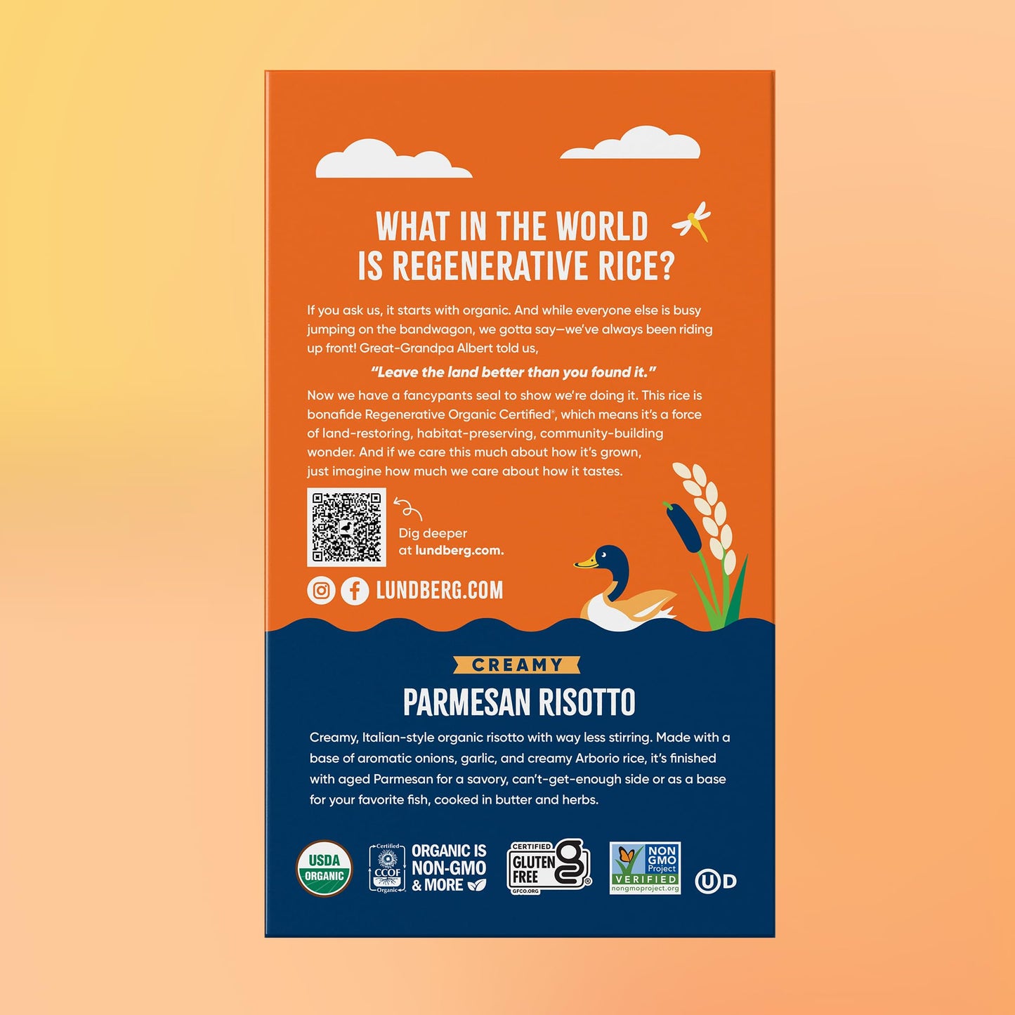 Lundberg Organic Creamy Parmesan Risotto Seasoned Rice - Regenerative Organic Certified Arborio Rice & Seasoning Mix, Gluten Free, 5.5 Ounce Box