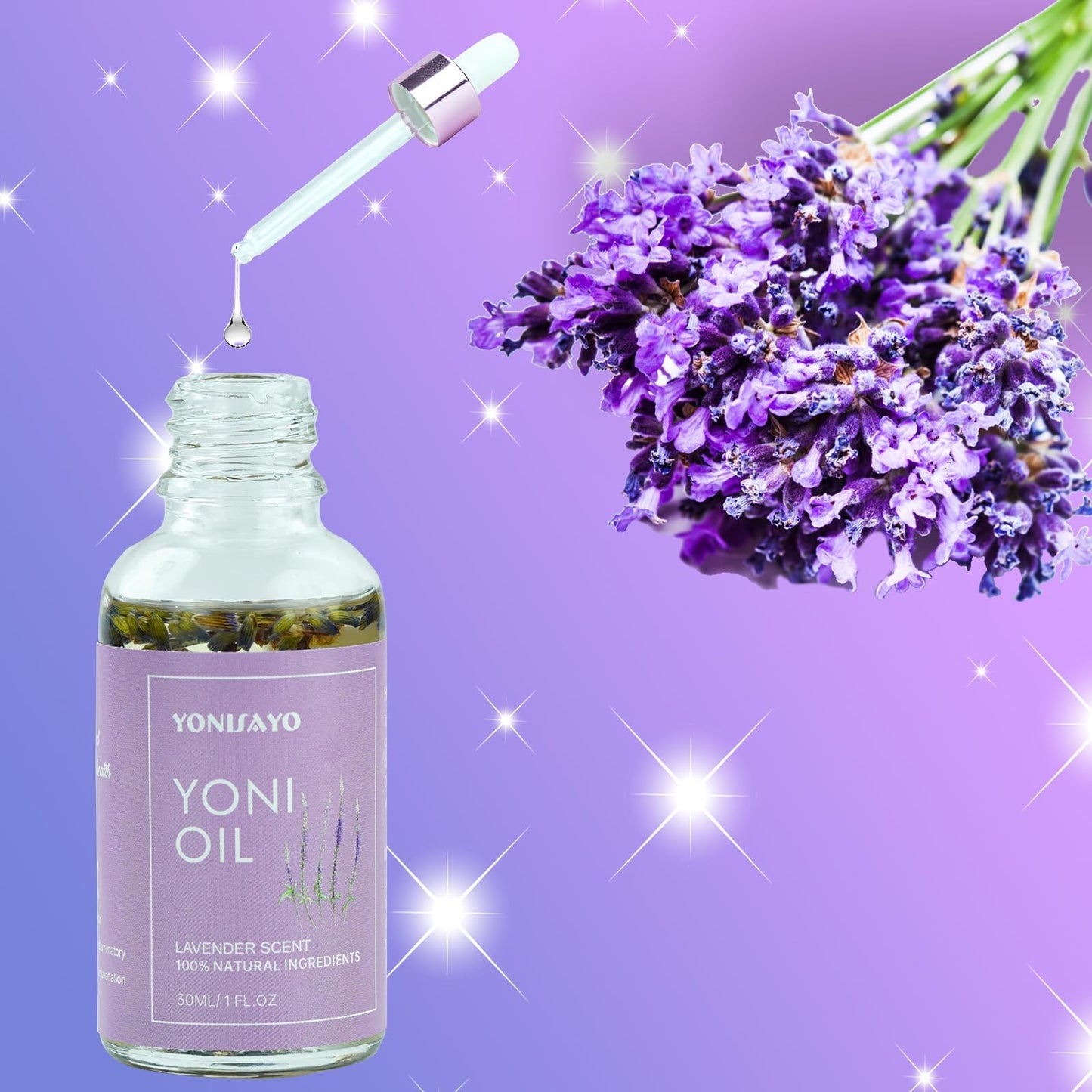 2 Packs Yoni Essential Oil for Women, All Natural Feminine Intimate Deodorant Remove Odor, Ph Balanced, 100% Vaginal Serum Made with Rose Lavender Oils (1 fl oz/30 ml)