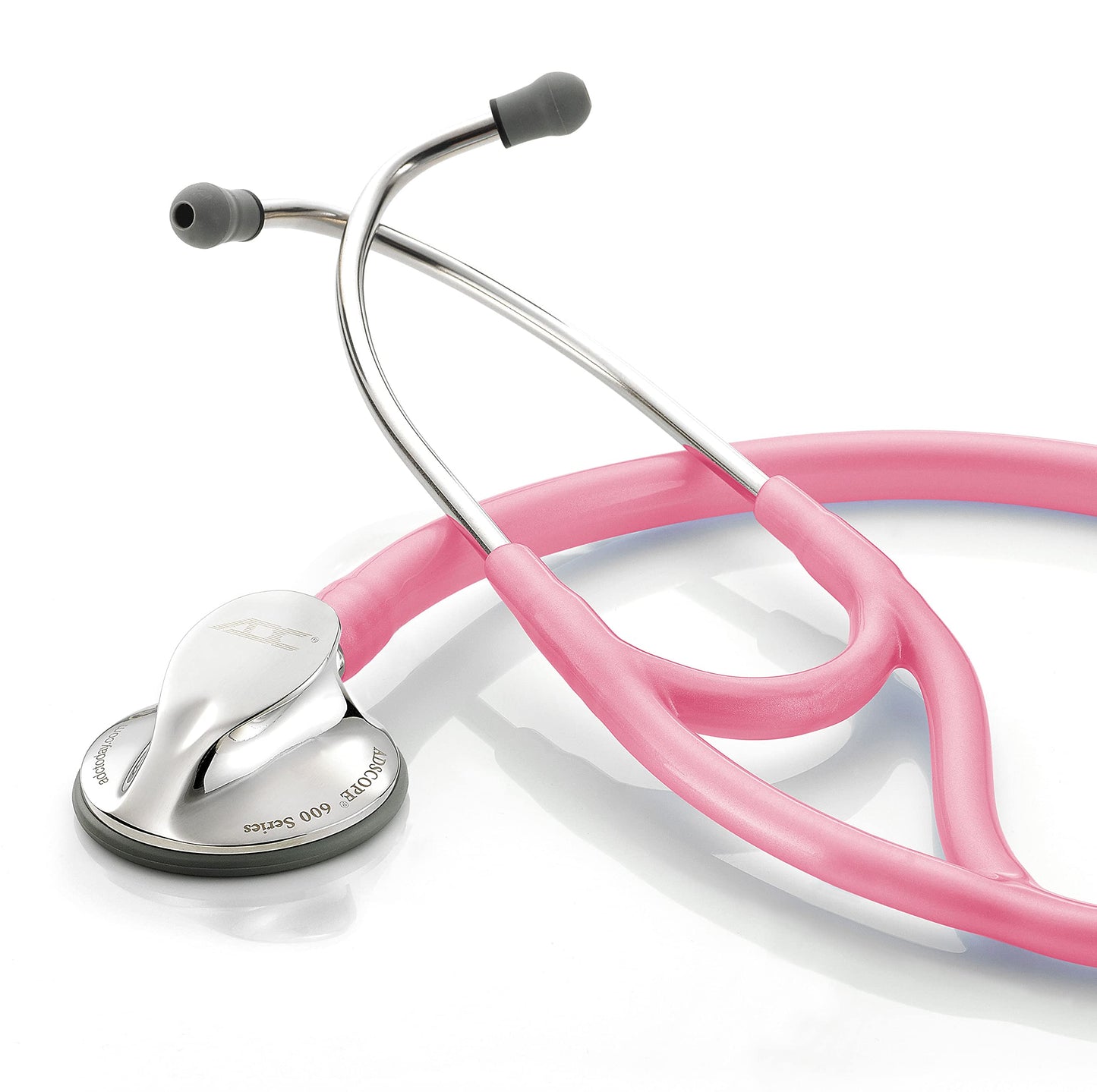 ADC Adscope 600 Platinum Series Cardiology Stethoscope with Tunable AFD Technology, 27 inch Length, Breast Cancer Metallic Pink