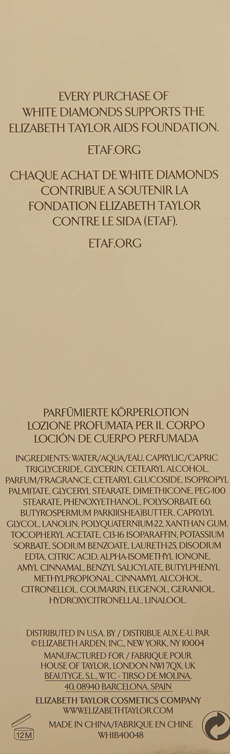 Elizabeth Taylor White Diamonds Body Lotion for Women, 6.8 Ounce