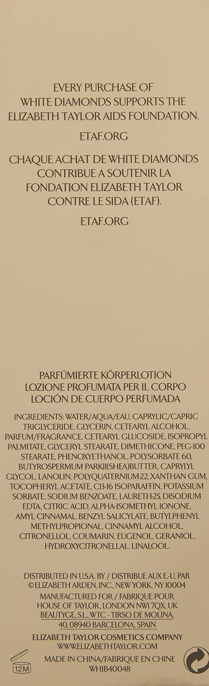 Elizabeth Taylor White Diamonds Body Lotion for Women, 6.8 Ounce