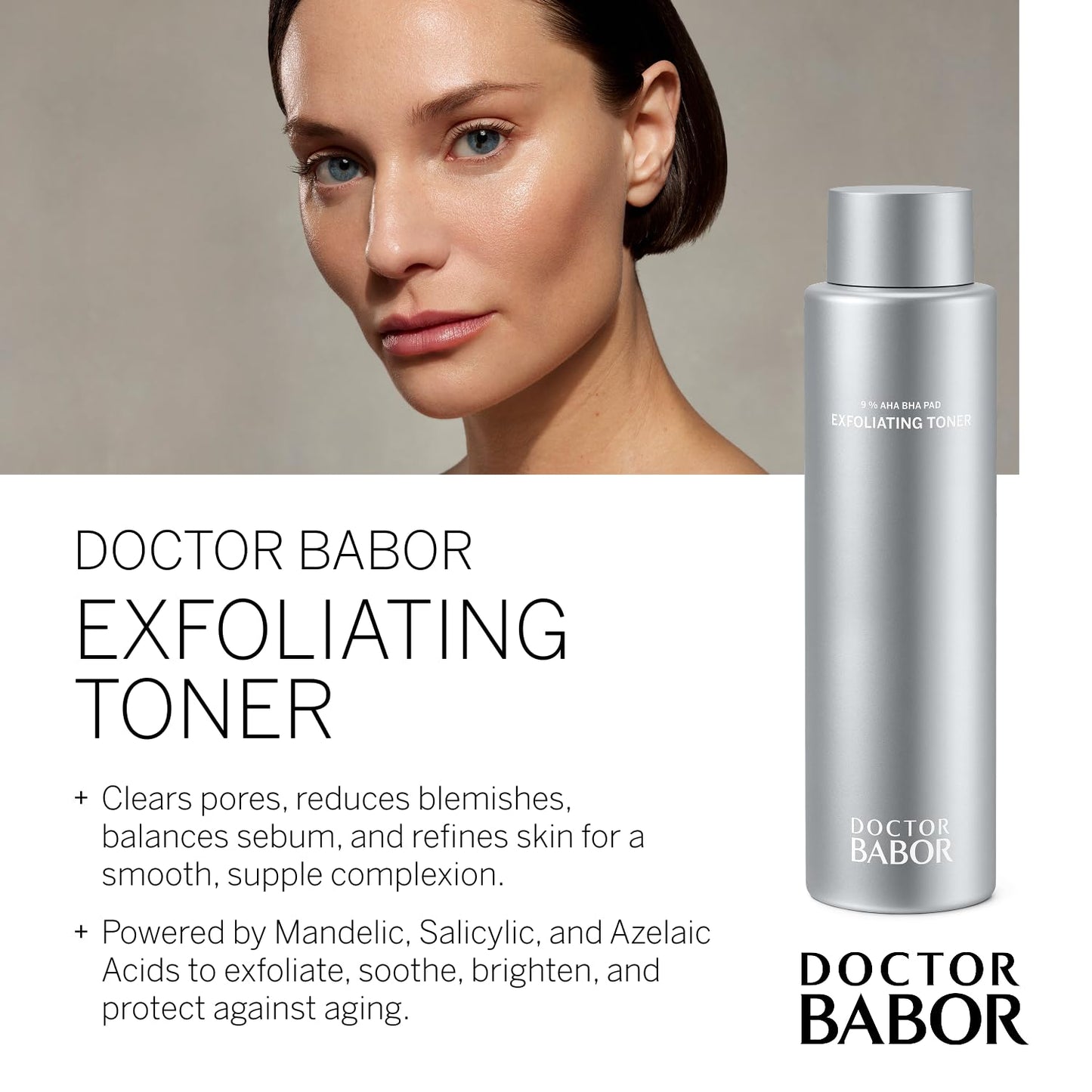 Doctor BABOR Exfoliating Toner | Facial Toner for Blemished and Oily Skin | Anti-Pimples and for Finer Pores | with AHA, BHA and PAD | 200 ml