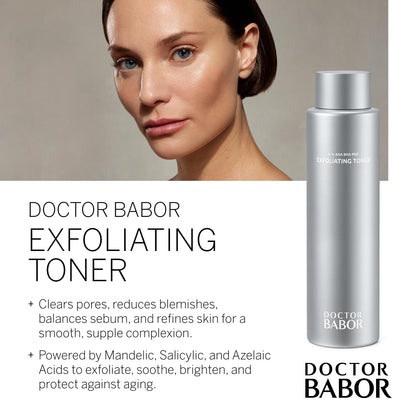 Doctor BABOR Exfoliating Toner | Facial Toner for Blemished and Oily Skin | Anti-Pimples and for Finer Pores | with AHA, BHA and PAD | 200 ml
