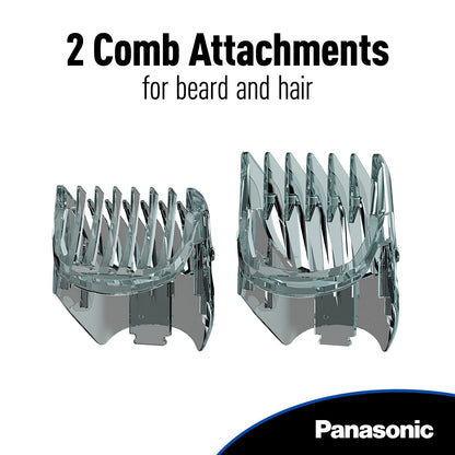Panasonic Hair and Beard Trimmer, Men's, with 39 Adjustable Trim Settings and Two Comb Attachments for Beard and Hair, Corded or Cordless Operation, ER-GB60-K, Black