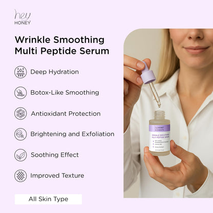 Hey Honey Wrinkle-Smoothing Multi-Peptide Serum | 10% Acetyl Hexapeptide-8 + Honey Extract & Vitamin B5, Visibly Reduce Fine Lines & Expression Wrinkles | 0.67 fl oz (20 mL)