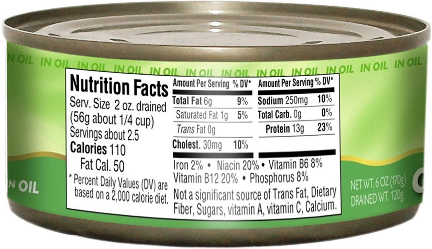 Gefen Chunk Light Tuna in Oil 6oz (6 Pack), Low Fat, Kosher for Passover