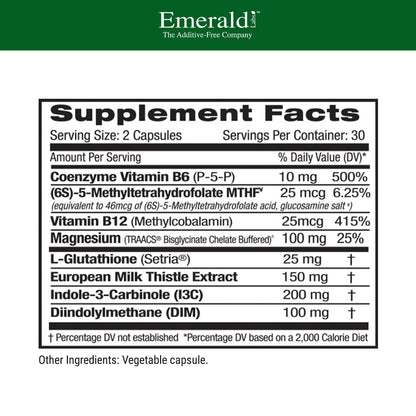EMERALD LABS Estrogen Detox - Supports Hormone Balance for Women & Men* - Includes I3C, DIM & Setria L-Glutathione - Vegan, Gluten-Free - 60 Vegetable Capsules (30-Day Supply)