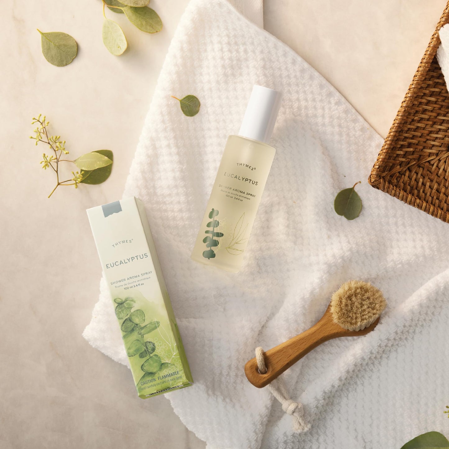 Thymes Daily Shower Spray for a Spa Like Experience - Home Essentials - Mist Scented with Eucalyptus Oil, Italian Lemon, Bergamot & Lemongrass (Eucalyptus Shower Spray, 3.4 fl oz)