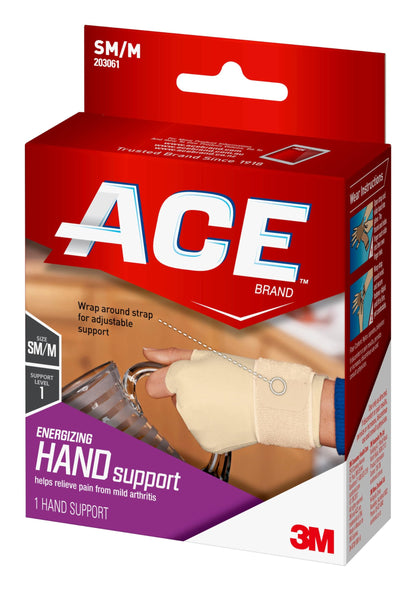 ACE Energizing Hand Support, Small/Medium, Beige, 1/Pack