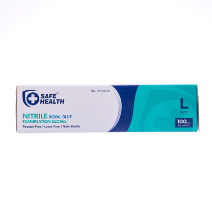 Safe Health Blue Nitrile Exam Gloves,100-Count S M L XL,3.5 Mil Free of Powder-Latex,Disposable-Textured,Clinic-Office-Daily,Medical,First-Aid,Clinics,Cooking,Cleaning,Puncture-Resistant,FIY1063G