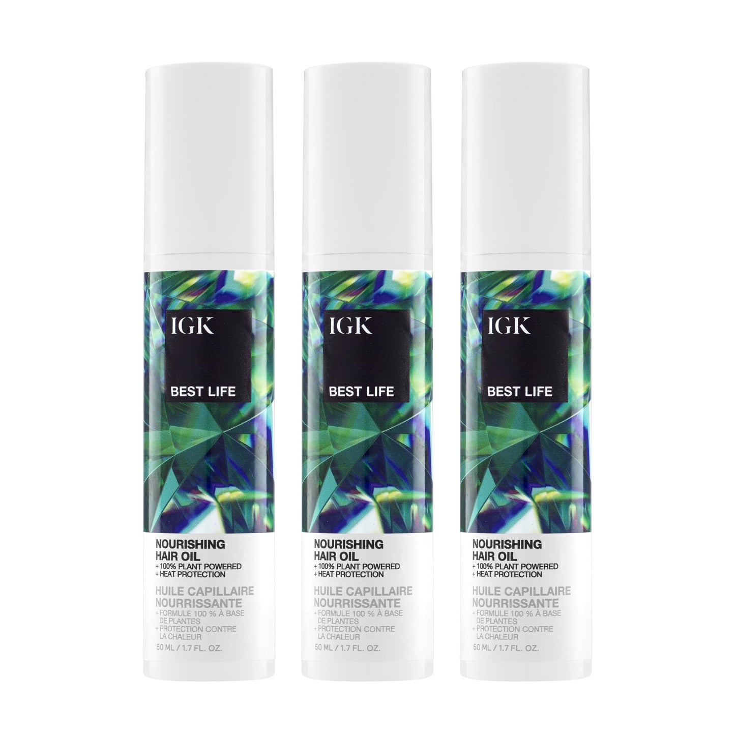IGK Best Life Dream Hair Oil 3 pack – 100% Plant-Based Nourishing Oil with Baobab, Marula & Maqui Berry – Frizz Control, Heat Protection & Shine – Vegan & Cruelty-Free