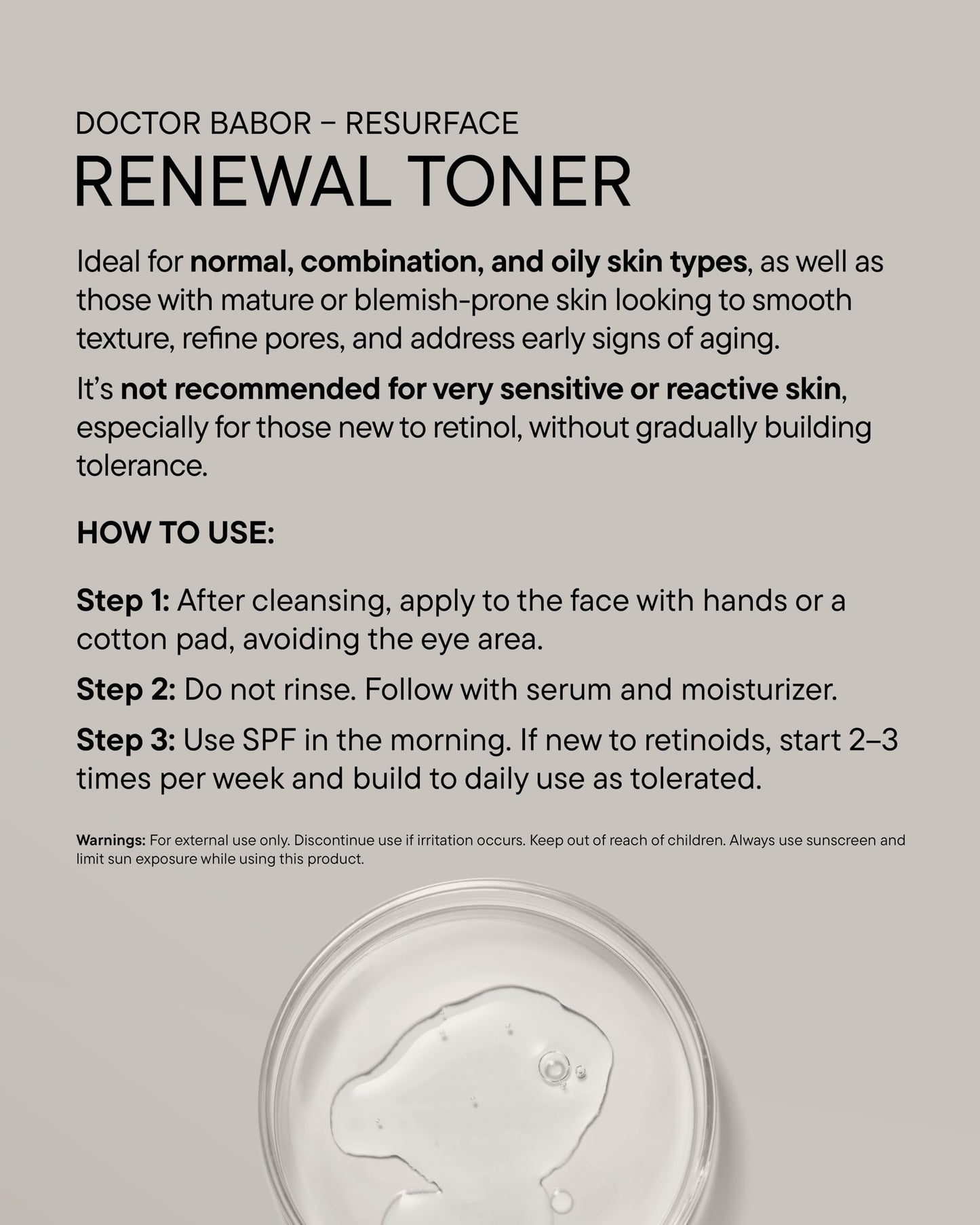 DOCTOR BABOR Renewal Toner, Smoothing & Refining Toner, Rejuvenated Complexion with Retinol & Niacinamides, Even Skin Tone and Texture, 6.76oz