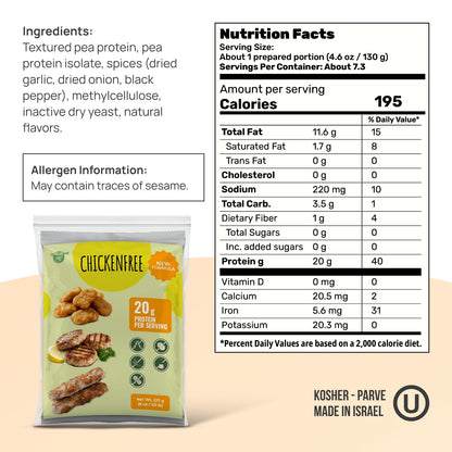 Creative Pea Vegan Chicken Mix - Plant-Based Chicken Style Dry Mix | Just Add Water & Oil | 4× Yield Makes ~2 lb | High-Protein Pea Protein | Quick Vegan Meals | Gluten-Free | 227g
