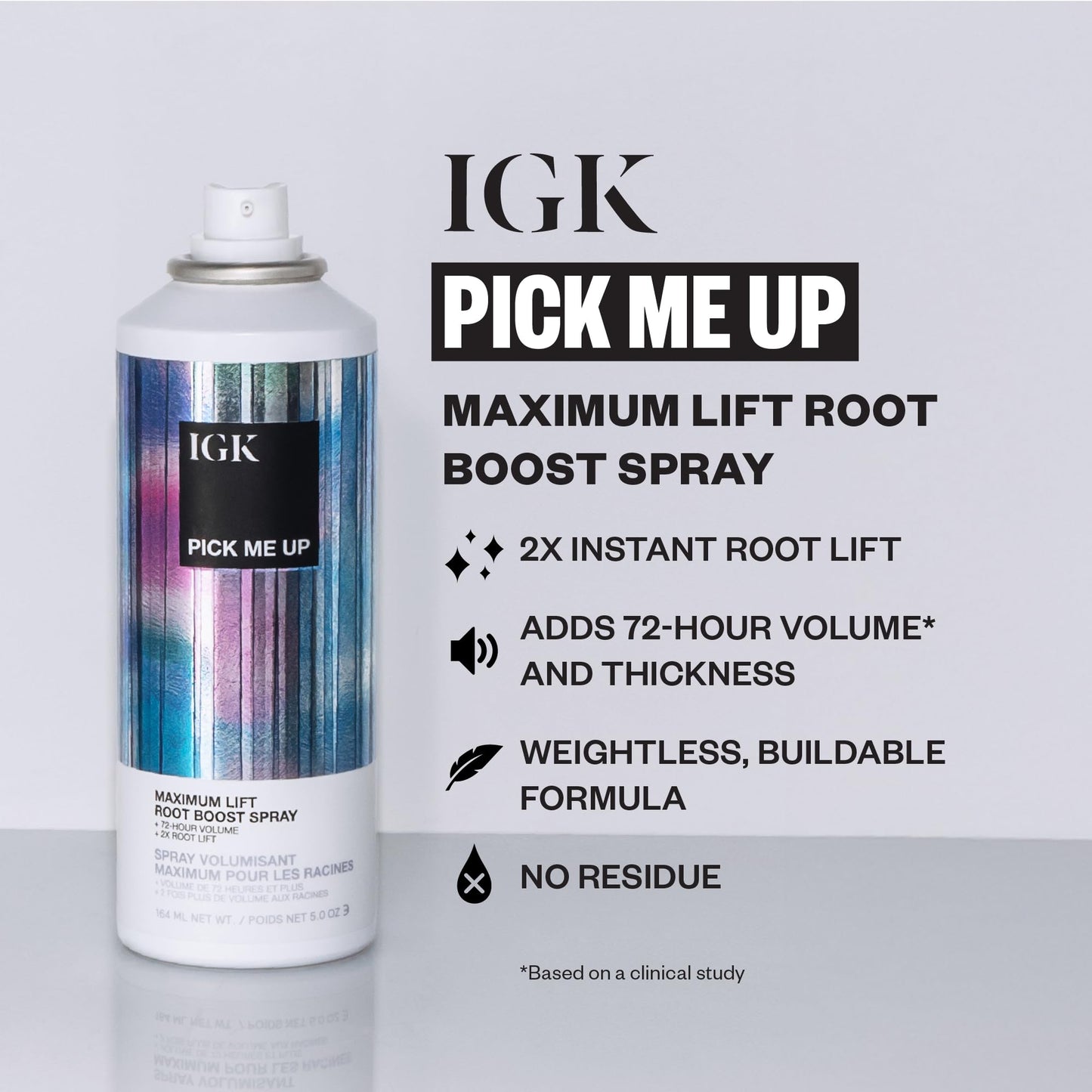IGK Volume Kit Holiday 2025 – 4-Piece Volumizing Hair Set with NO LIMIT Dry Volume Spray, BODY LANGUAGE Rice Water Mist, PICK ME UP Root Spray & BIG TIME Volume + Thickening Mousse – Full Size