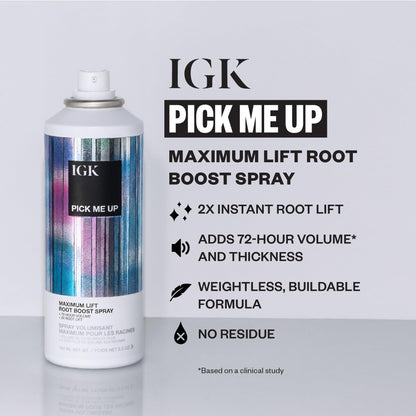 IGK Volume Kit Holiday 2025 – 4-Piece Volumizing Hair Set with NO LIMIT Dry Volume Spray, BODY LANGUAGE Rice Water Mist, PICK ME UP Root Spray & BIG TIME Volume + Thickening Mousse – Full Size