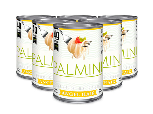 Palmini Angel Hair Pasta | Low-Carb, Low-Calorie Hearts of Palm Pasta | Keto, Gluten Free, Vegan, Non-GMO, Plant Based, Healthy Noodles | As seen on Shark Tank | (14 Ounce Pouch-Pack of 6)