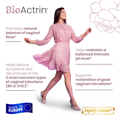 SIGNIFY NATURE Bioactrin Vaginal Probiotics for Women - Bacterial Vaginosis & Yeast Infection Treatment - BV Probiotic - pH Vaginitis Support-56 Pills