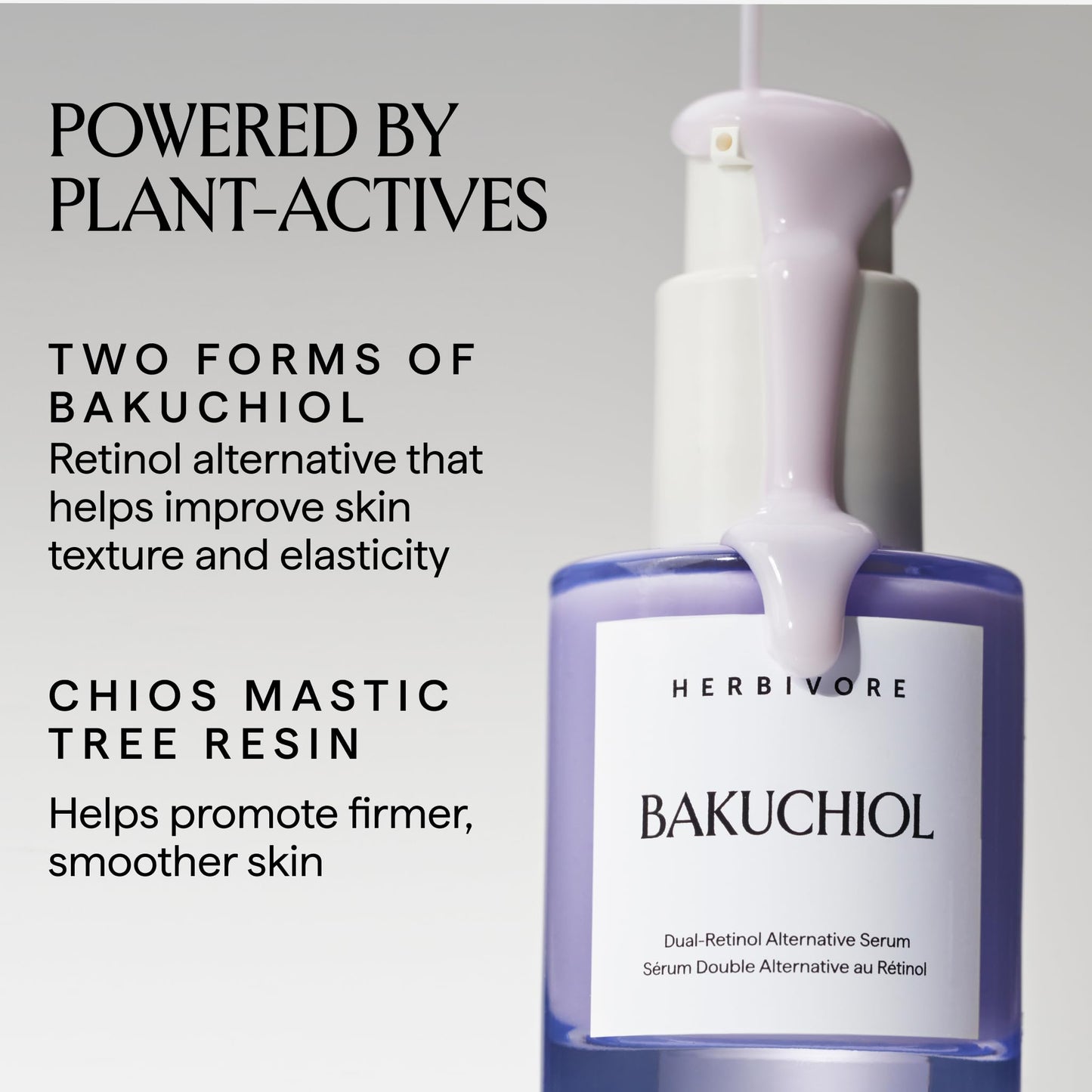 HERBIVORE Bakuchiol Retinol Alternative Face Serum | Smooths Skin, Improves Texture & Elasticity, Reduces Fine Lines & Wrinkles | Plant-based, Vegan, Cruelty-free, 30mL / 1 oz