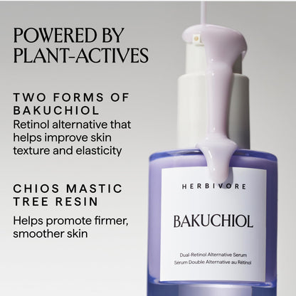 HERBIVORE Bakuchiol Retinol Alternative Face Serum | Smooths Skin, Improves Texture & Elasticity, Reduces Fine Lines & Wrinkles | Plant-based, Vegan, Cruelty-free, 30mL / 1 oz