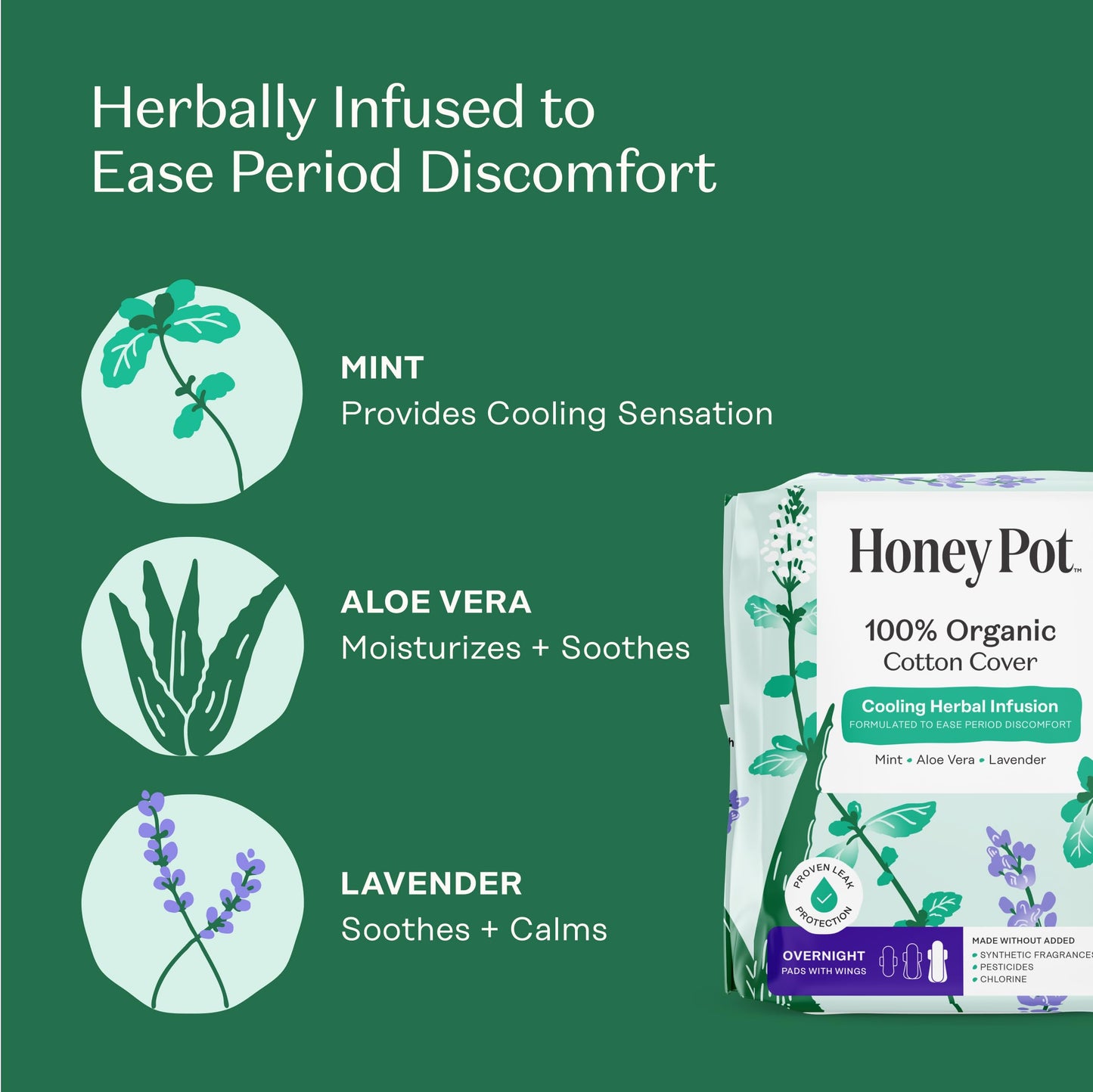 The Honey Pot Company - Overnight Pads & Coconut Shea Body Cleanser Bundle - Herbal Infused w/Essential Oils - Body Wash to Moisturize & Cleanse Skin - Sanitary Pads - Feminine Care