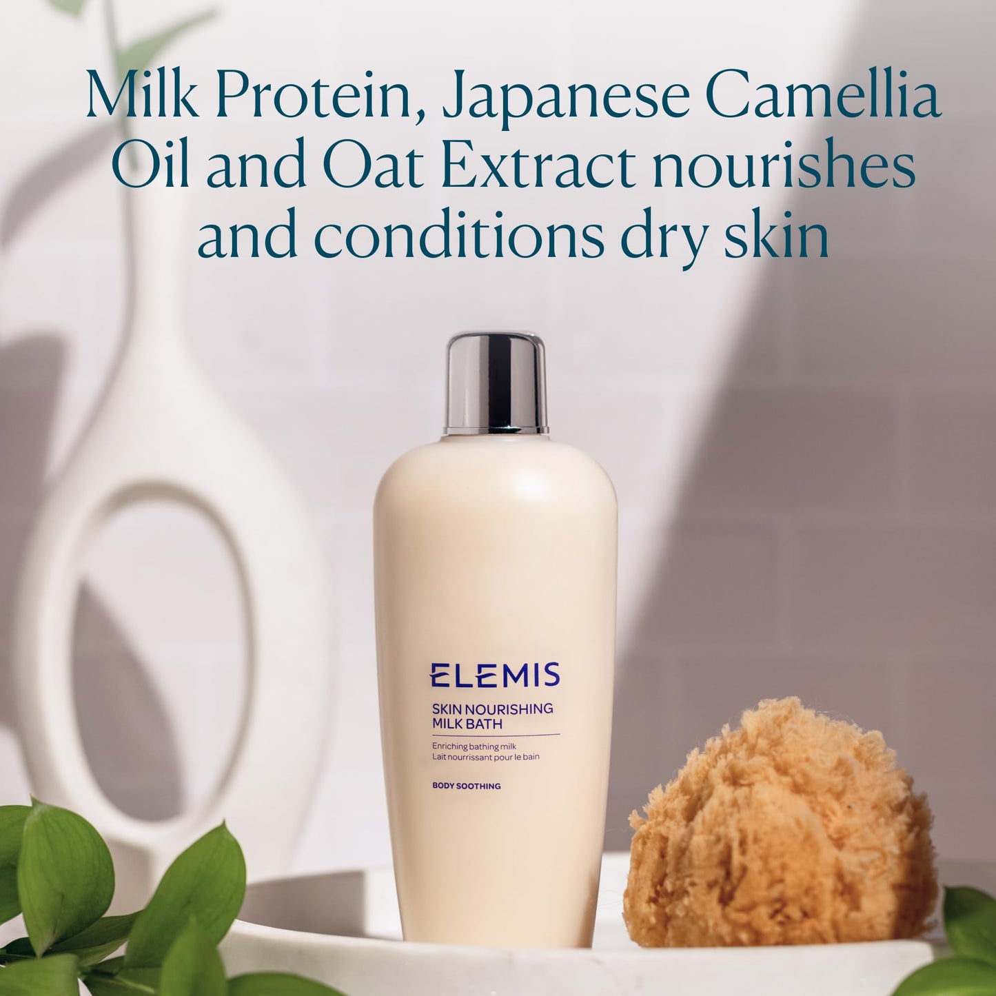 ELEMIS Skin Nourishing Milk Bath 400ml – Softening Body Cleanser for Dry Skin, Gently Moisturizes & Soothes with Milk Protein & Oat Extract